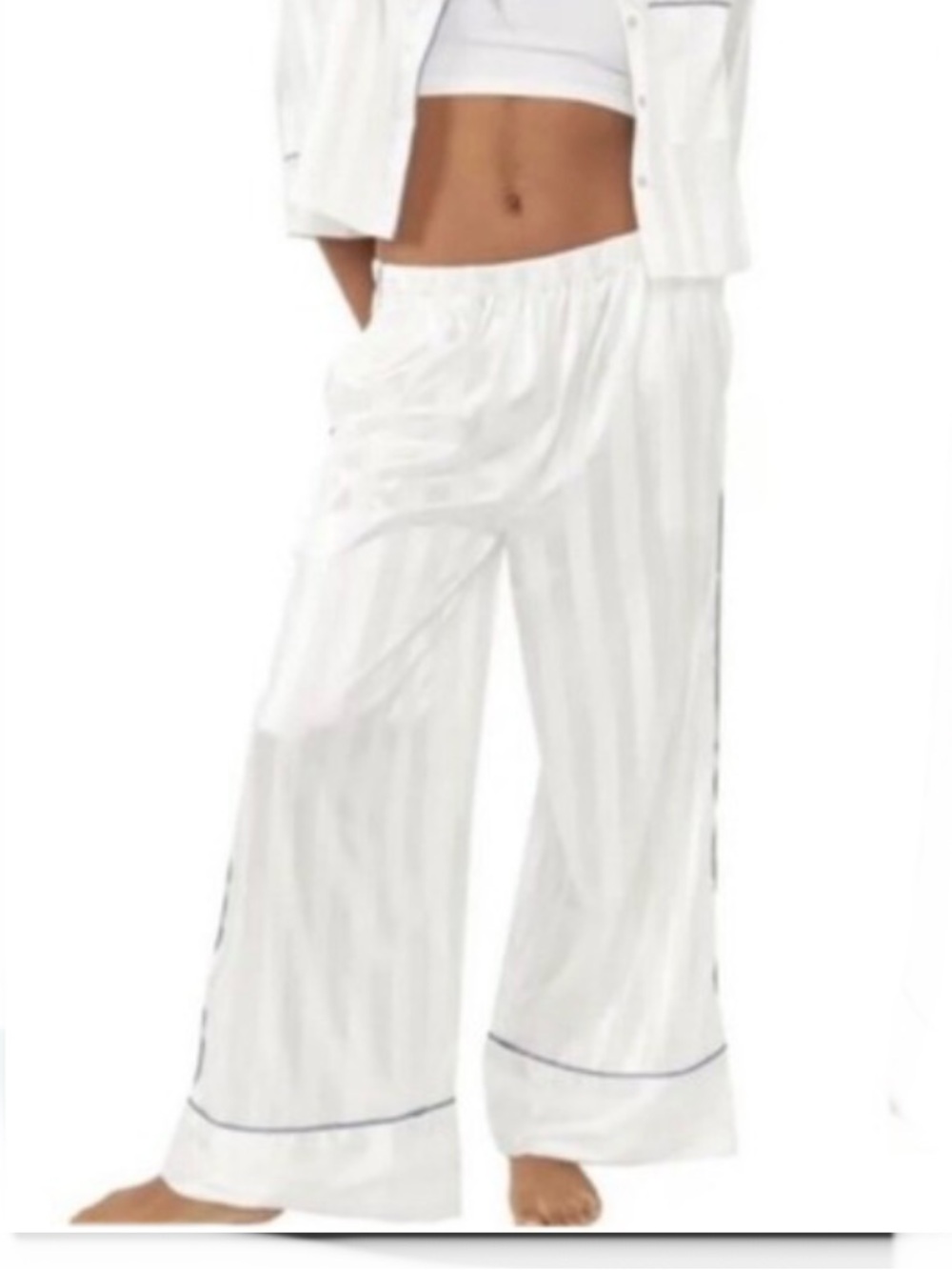 Free People White Satin Pajama Lounge Pants XS